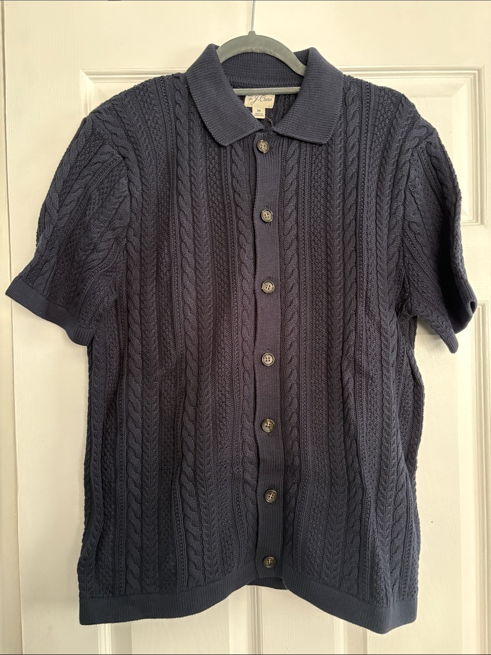 J. Crew Navy Cable-Knit Short Sleeve Button-Up Cardigan